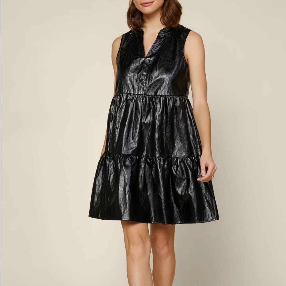 Vegan Leather Babydoll Dress